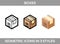 Simple Set ofÂ Isometric packaging boxes Vector Icons in three styles: flat, line art and 3D. Cardboard boxes